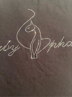 Baby Phat Black Rhinestone Logo Tee Small NWT Flaw